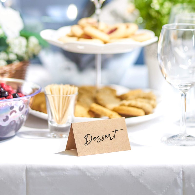 MATICAN Place Cards for Weddings, 100-Count Kraft Table Name Cards, Blank Rustic Tent Cards, Seating Placecards for Dinner Parties, Banquets, Events - Image 3